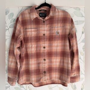 Carhartt Plaid Shirt Jacket in Rust and Cream